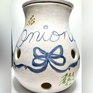 Handmade Ceramic Pottery Onion Canister 11” inches Tall